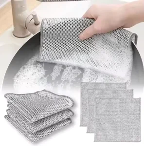 Microfiber Multipurpose Wire Dishwashing Rags Kitchen Cleaning Cloths for Wet and Dry Dishes