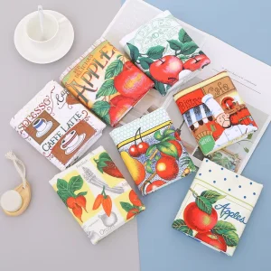 Microfiber Printed Kitchen Tea Towel Fruit Chef Pattern Absorbent Dish Cleaning Towel