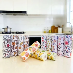 Microfiber Printed Weekly Disposable Kitchen Cleaning Cloth Roll Absorbent Oil Wiping Towels for Home Restaurant Hotel