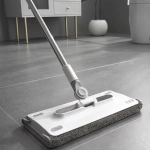 Microfiber Replaceable Flat-Clip Mop with Stainless Steel Handle and Detachable Head for Wet and Dry Cleaning