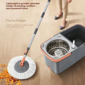 Microfiber Rotating Mop Set with Double Bucket and Extensible Steel Pole
