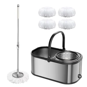 Microfiber Rotating Spin Mop and Bucket Set Adjustable 360 Degree Rotating Mop for Floor Cleaning