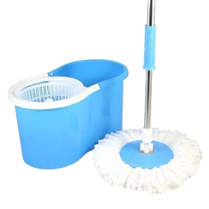 Microfiber Spin Mop with 360-Degree Rotating Head and Plastic Bucket