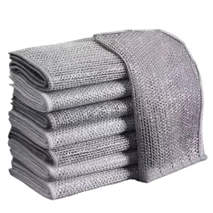 Microfiber Square Silver thread Kitchen Dishcloth Steel Scrubbers Dishwashing Rags Eco Friendly Reusable