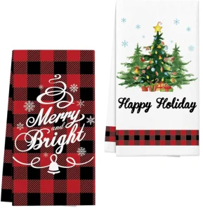 Microfiber Terry Red Grid Quick Dry Kitchen Towel Soft Disposable Eco Friendly Multifunction Cleaning Cloth Christmas Halloween