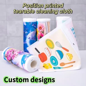 Microfiber Towel Position Printed Tearable Cleaning Cloth Roll Reusable Kitchen Dish Cleaning Cloth Towels Custom