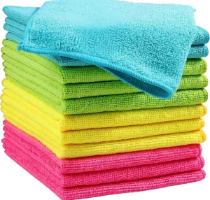 Microfiber Warp Knitted Multi Use Square Towels Absorbent Edge and Scratch Free for Car Wash Kitchen and Glass