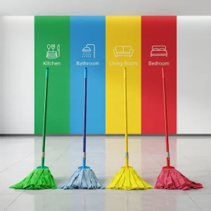 Microfiber Wax Mop Pad Refill with Self-Wringer, Red, Blue, Yellow, or Green