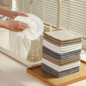 Microfiber Weft Towels Highly Absorbent Quick-Drying Reusable Kitchen Cloths for Dish and Glass Cleaning