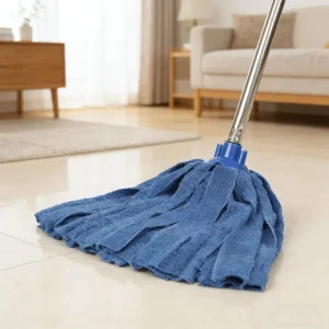 Microfiber Wet Mop with Steel Pole and Four-Side Wringing for Home Use