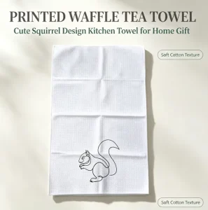 Microfiber White Waffle Weave Tea Towel Custom Logo Printed Promotional Kitchen Hand Towel