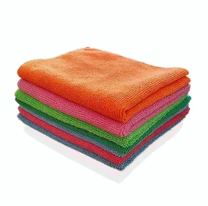 Microfiber cleaning cloth features soft lint free fabric with strong absorbency reusable for daily and professional cleaning