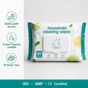 Mild Formula 80 Pcs Alcohol Free Household Wipes Multi purpose Stain Cleansing Wipes for Indoor Use
