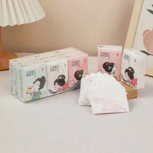 Mini 3 Ply Facial Tissues Lovely Cartoon Printed Home Use Pocket Tissues 9 Pcs Pack Cute Paper Handkerchief Cleansing Tissue