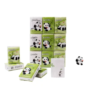 Mini 3 Ply Virgin Wood Pulp Facial Tissues Panda Design Printed Pocket Tissues Home Use Cute Handkerchief Cleansing Tissue