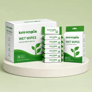 Mini Baby 99.9% Pure Non Woven 35-80gsm Water Flushable Wet Wipes 64ct Pack for Sensitive Skin Cleansing Household OEM Brand