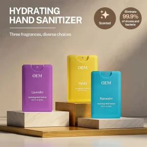 Mini Black White Red Fruit Waterless 60ml Hand Sanitizer Pocket Perfume Credit Card Spray Bottle with Custom Logo