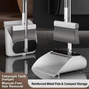 Mini Broom and Dustpan Set with Self Cleaning Comb Teeth Portable Handheld Desk Sweeper for Car Interior Keyboard Office