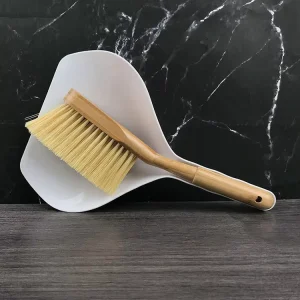 Mini Desktop Dustpan Set with Bamboo Handle Soft PP Material Table Snack Crumb Cleaning
