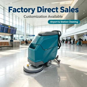 Mini Floor Scrubber 520mm Electric Walk Behind Auto Scrubber Dryer Compact Portable for Retail Shop CE