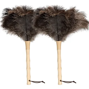 Mini Handheld Ostrich Feather Anti-Static Duster Brush for Computer Keyboards and Office Desktops