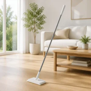 Mini Hands Free Automatic Clamping Flat Stainless Steel Telescopic Pole Mop Wet Dry Use Static Dust Mop for Home