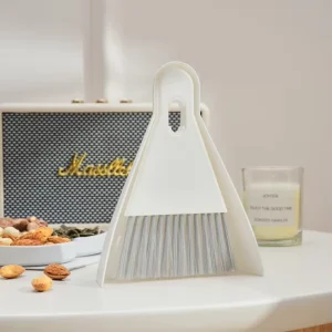 Mini PP Broom and Dustpan Set, Soft Bristles, Plastic Handle, Portable for Home, Office, RV and Camping