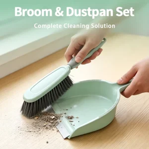 Mini Plastic Dustpan and Brush Set One-Handed Cleaning Tool for Home Office Kitchen