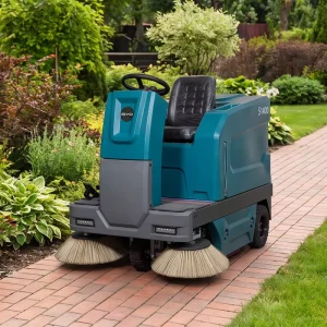 Mini S1400 Ride-On Floor Sweeper with 360° View Cabin for Factories and Warehouses