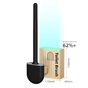 Mini TPR and PP Black Squeegee Wall-Mounted Toilet Cleaning Brush and Holder for Bathroom