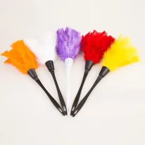 Mini Turkey Marabou Feather Duster with Black and White Handle