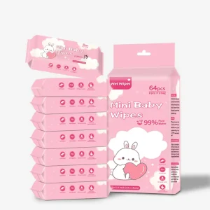 Mini Wet Wipes Water Based Babys Face Flushable Mini Baby Wipes Wet Tissue Custom Factory for Children
