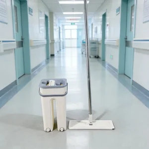 Mini Wet and Dry Flat Mop with Bucket and Hand-Free Wash Wringer