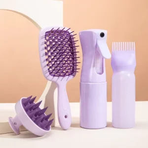 Mist Spray Bottle and Detangling Hair Brush Set for Curly Hair