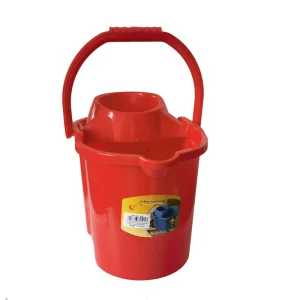 Mixed Color 15L Plastic Mop Washing Bucket With Wheel and Squeegee Wring Mop Bucket With PP Handle