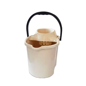 Mixed Color 15L Plastic Mop Washing Bucket With Wheel and Squezee Wring Mop Bucket With PP Handle