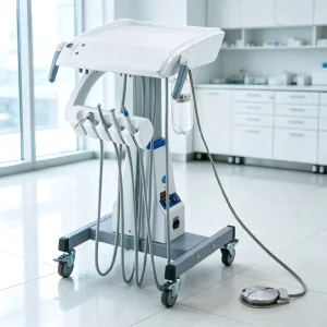 Mobile Dental Treatment Unit Height Adjustable Dental Cart with 3 Way Syringe Foot Pedal Water Purification Ultrasonic Scaler