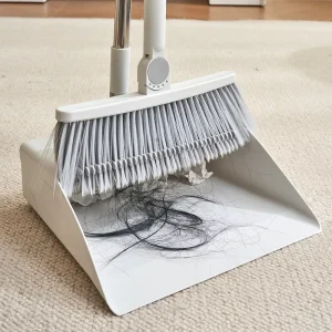 Modern 2-in-1 Home Floor Cleaning Broom Dustpan Combo Set Flagged Bristle Extendable Plastic