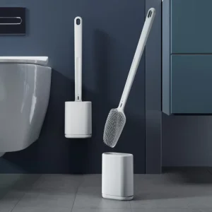 Modern Black 201 Stainless Steel Handheld Toilet Brush with PP/TPR for Deep Cleaning