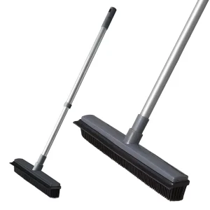 Modern Durable Soft Flagged Bristle Steel Broomstick Plastic Handle Home Use Cleaning Carpets Pet Hair Rubber Squeegee
