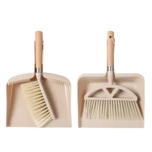 Modern Eco Friendly Wooden Handle Unflagged Soft Bristle Broom and PP Dustpan Bucket Set for Floor Cleaning Home Use