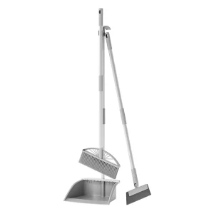Modern Home Dustpan Set with Non Stick Soft Broom Metal Handle Removable Back Trash Can PP Broom for Floor Cleaning