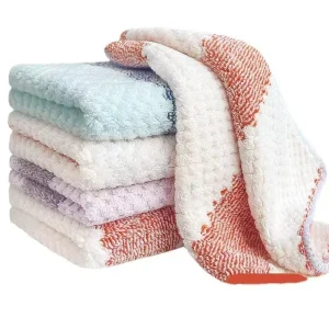 Modern Household Reusable Dry Washable Home Use Towel Kitchen Cleaning Cloth Polyester Coral Velvet Double Sided