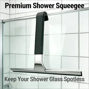 Modern Minimalist Window Squeegee with Hanging Design Black Scratch-Free Glass Cleaner for Bathroom & Kitchen