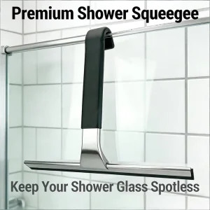 Modern Minimalist Window Squeegee with Hanging Design Black Scratch-Free Glass Cleaner for Bathroom & Kitchen