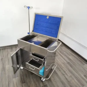 Modern Stainless Steel Medical Trolley Medicine Cabinet Hospital Nursing Dressing Cart 3 Lockable Drawers