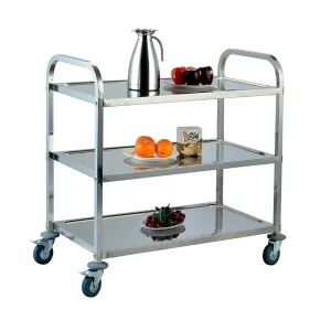 Modern Stainless Steel Movable Food Service Trolley 2 3 Tiers Mobile Medical Cart Restaurant Hospital Kitchen Use