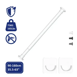 Modern Tension Shower Curtain Rod 35-63 Inch No Drill Spring Loaded Adjustable Rust Resistant Iron Telescoping Bathroom