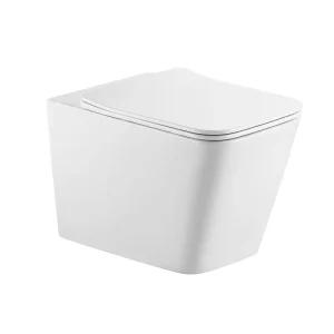 Modern White Ceramic Wall-Hung One-Piece Toilet with Concealed Tank and P-Trap for Hotels and Bathrooms