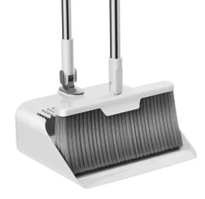 Modern White Cleaning Supplies Extendable Foldable Aluminum Broom Dustpan Set Soft Bristle Plastic Handle 32*100cm